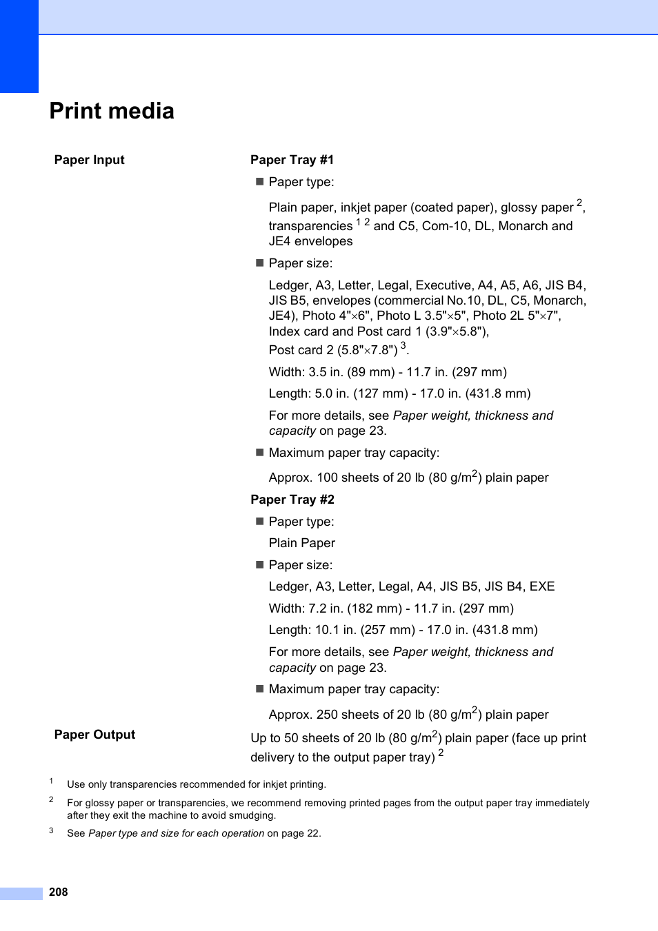 Print media | Brother MFC 6890CDW User Manual | Page 224 / 248