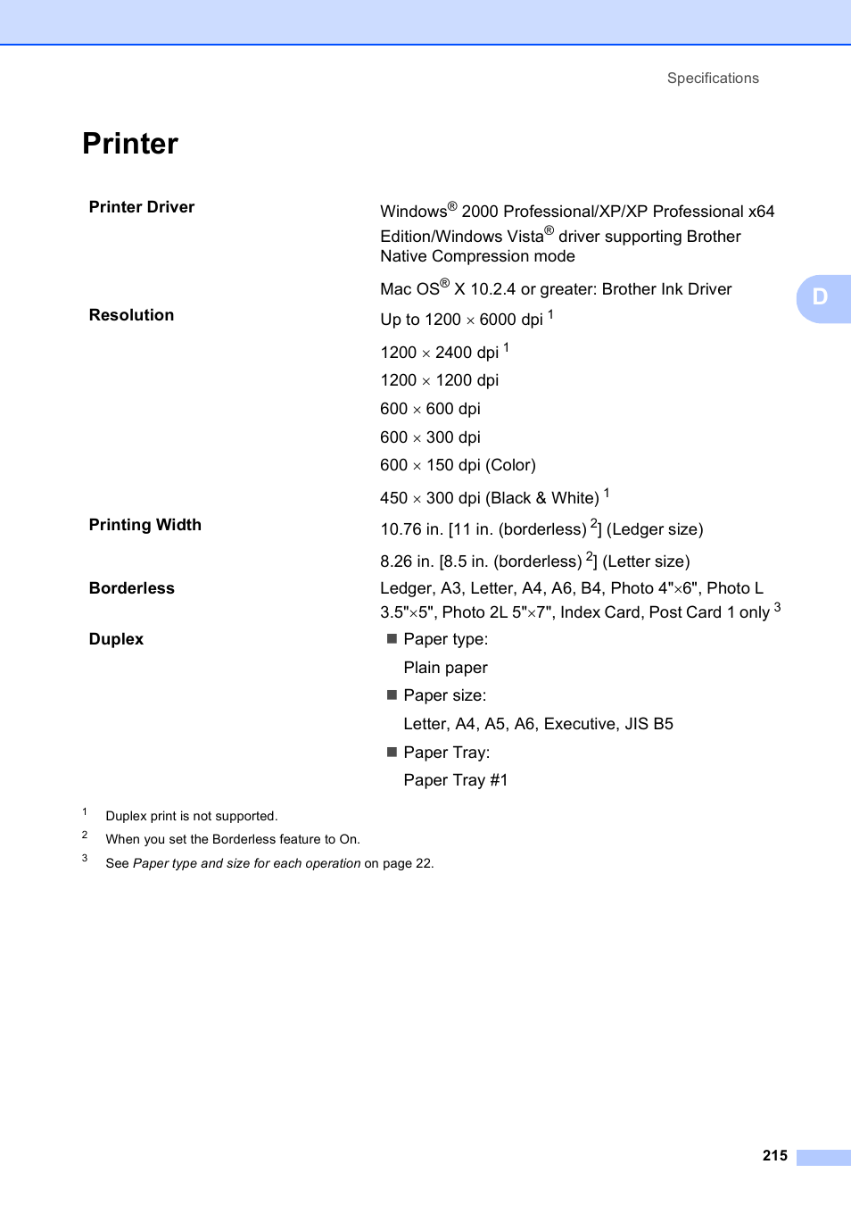 Printer | Brother MFC 6890CDW User Manual | Page 231 / 248