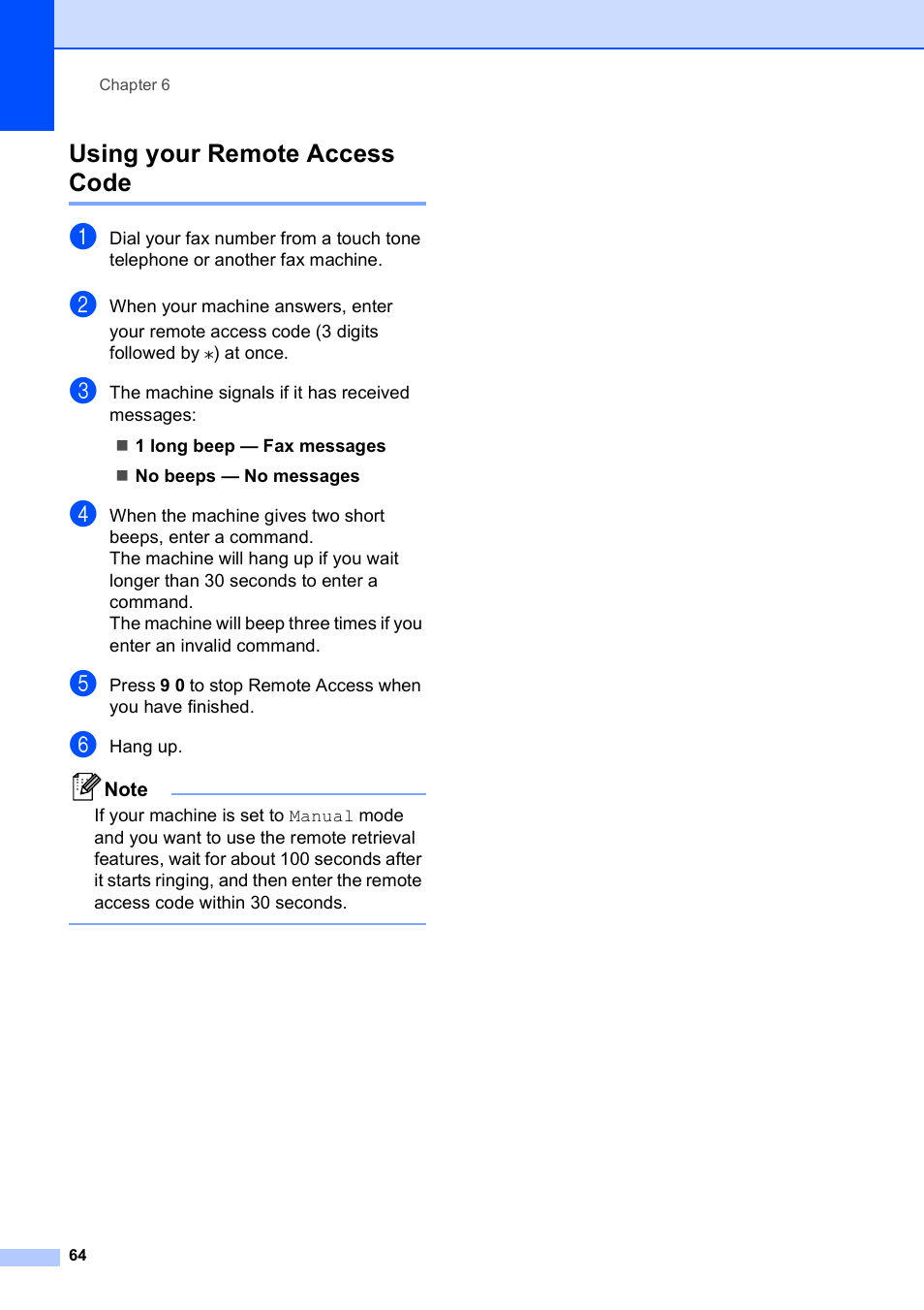 Using your remote access code | Brother MFC 6890CDW User Manual | Page 80 / 248