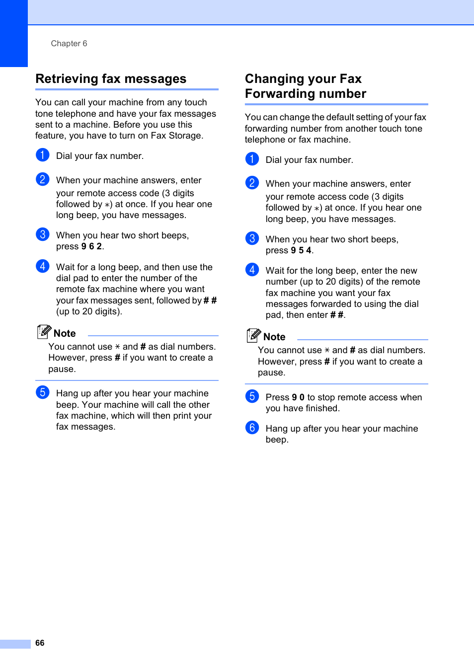 Retrieving fax messages, Changing your fax forwarding number | Brother MFC 6890CDW User Manual | Page 82 / 248