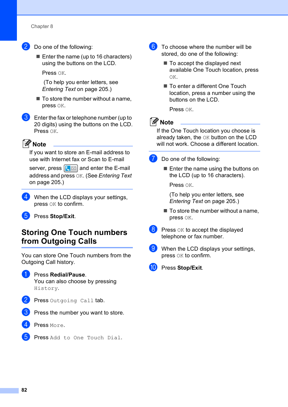 Storing one touch numbers from outgoing calls | Brother MFC 6890CDW User Manual | Page 98 / 248