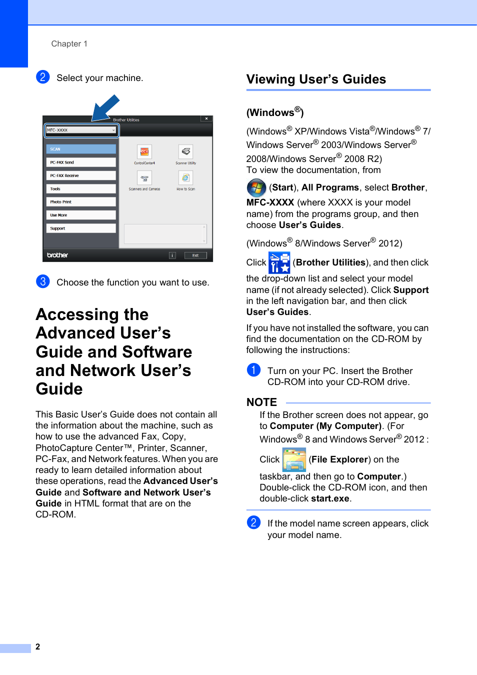 Viewing user’s guides, Windows®), Network user’s guide | Brother MFC-J6920DW User Manual | Page 16 / 223