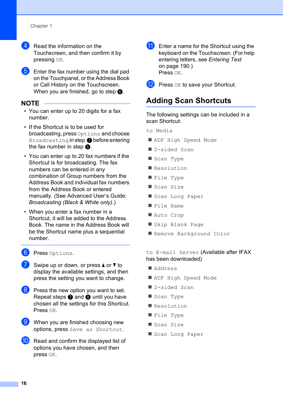 Adding scan shortcuts | Brother MFC-J6920DW User Manual | Page 30 / 223