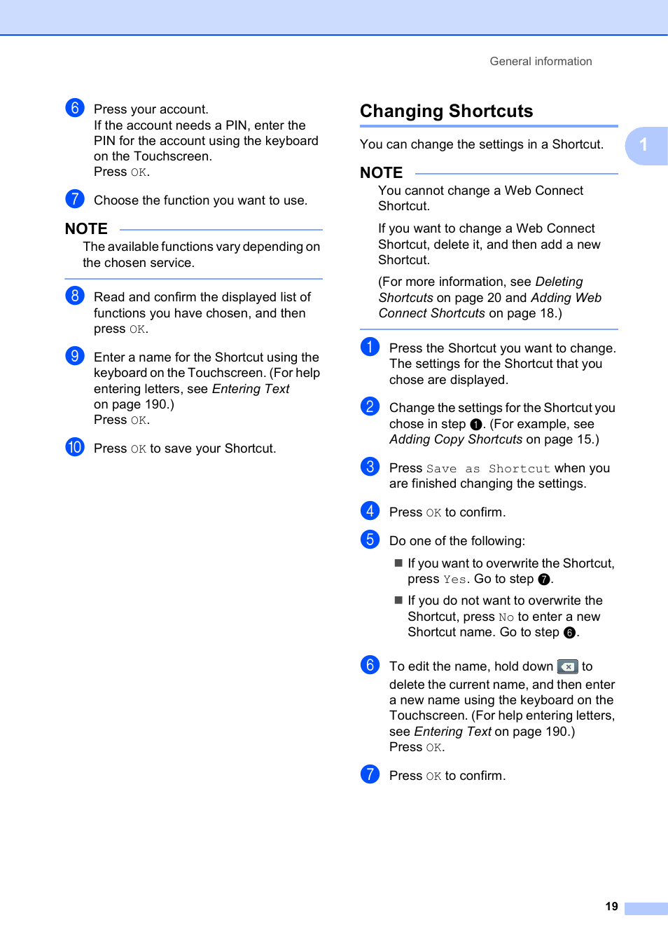 Changing shortcuts | Brother MFC-J6920DW User Manual | Page 33 / 223