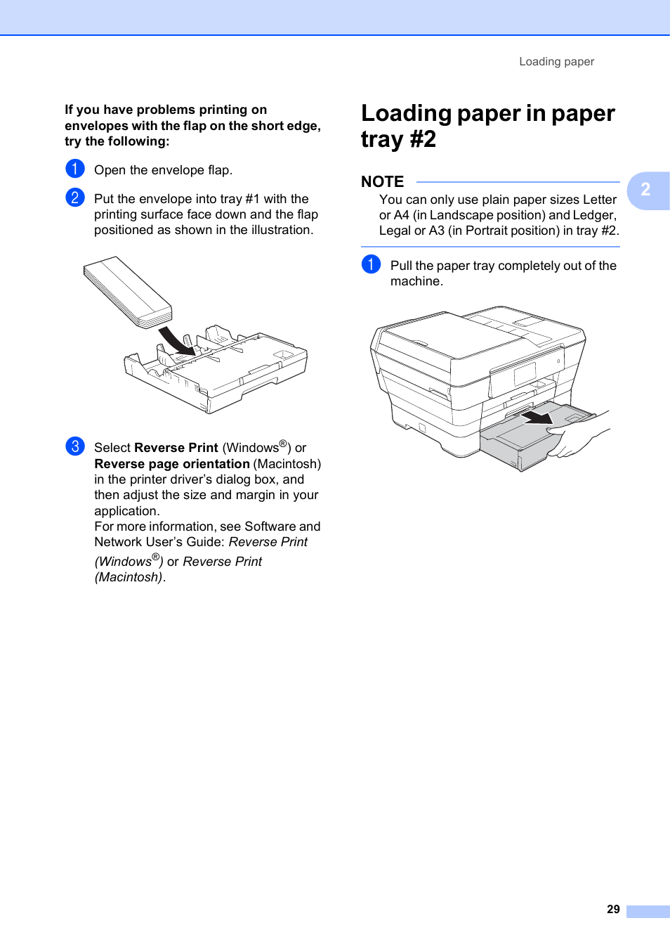 Loading paper in paper tray #2 | Brother MFC-J6920DW User Manual | Page 43 / 223