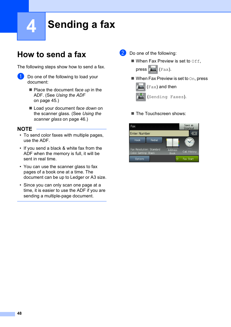 4 sending a fax, How to send a fax, Sending a fax | Brother MFC-J6920DW User Manual | Page 62 / 223