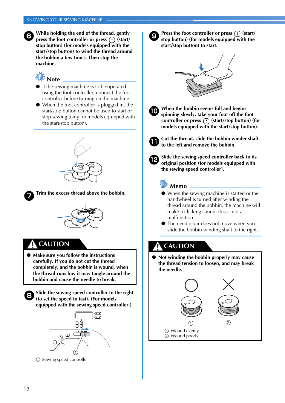 Caution | Brother CS-6000i User Manual | Page 14 / 68