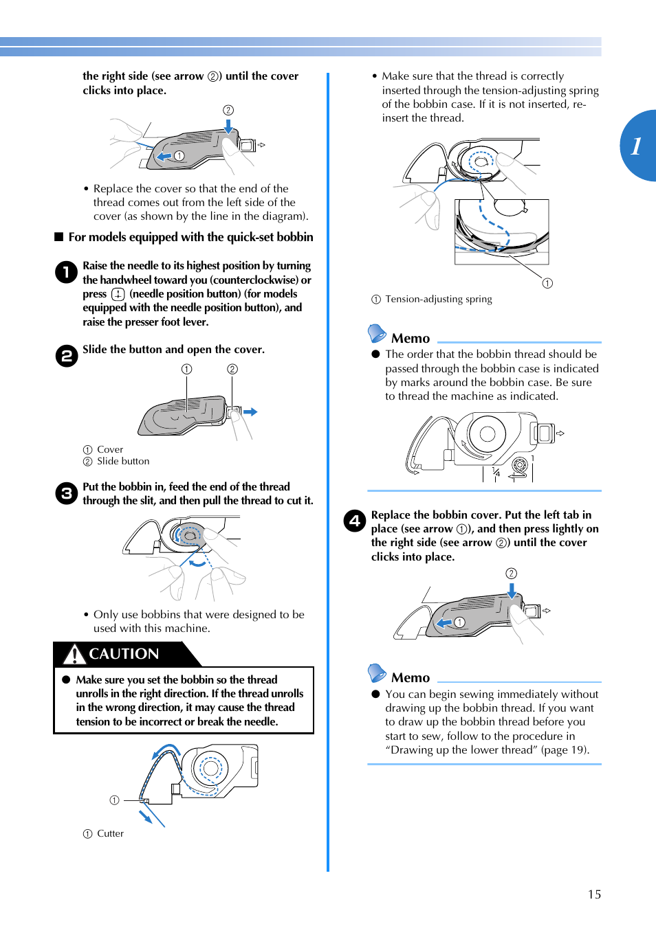 Caution | Brother CS-6000i User Manual | Page 17 / 68