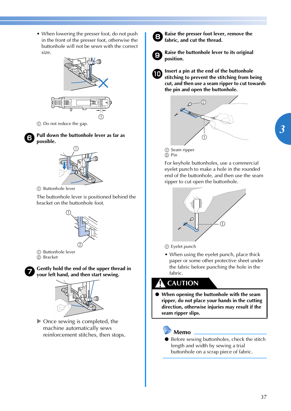 Caution | Brother CS-6000i User Manual | Page 39 / 68