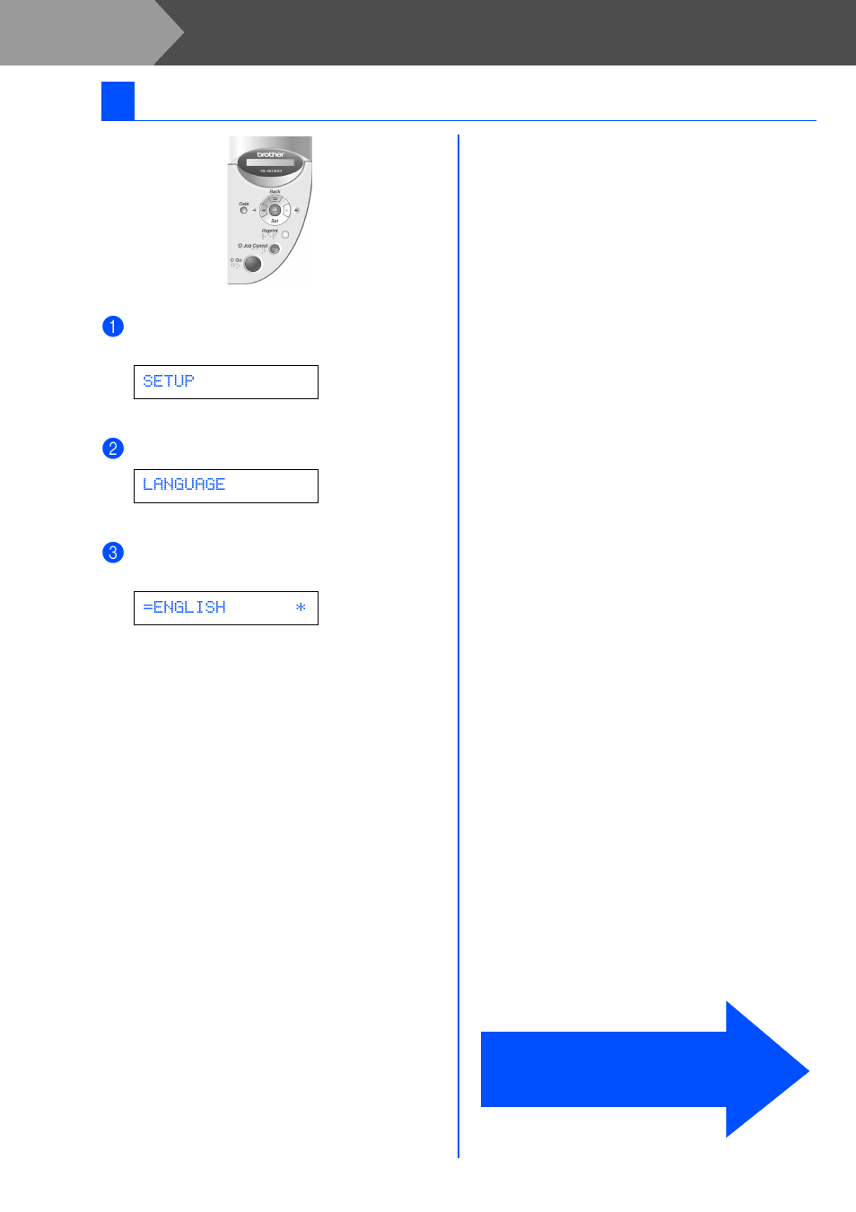 Setting your language on the control panel, Step 1, Setting up your printer | 6setting your language on the control panel | Brother HL-6050DN User Manual | Page 13 / 37