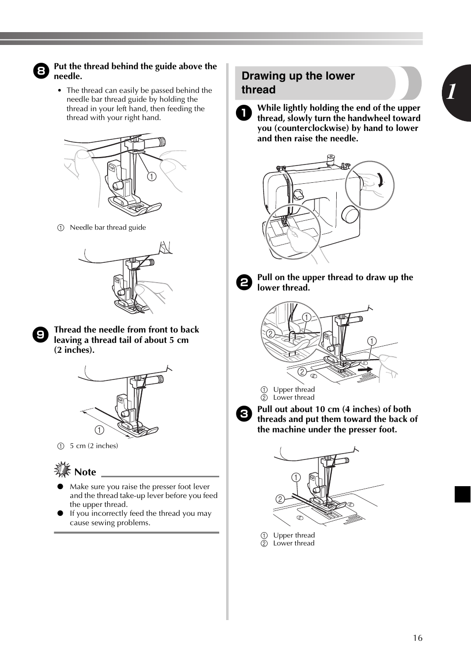 Drawing up the lower thread | Brother LX2500 User Manual | Page 17 / 92