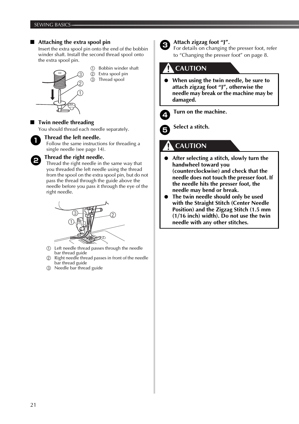 Caution | Brother LX2500 User Manual | Page 22 / 92