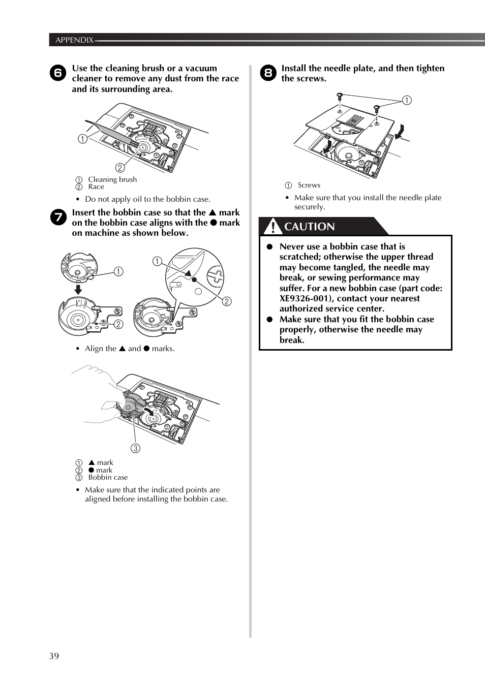 Caution | Brother LX2500 User Manual | Page 40 / 92