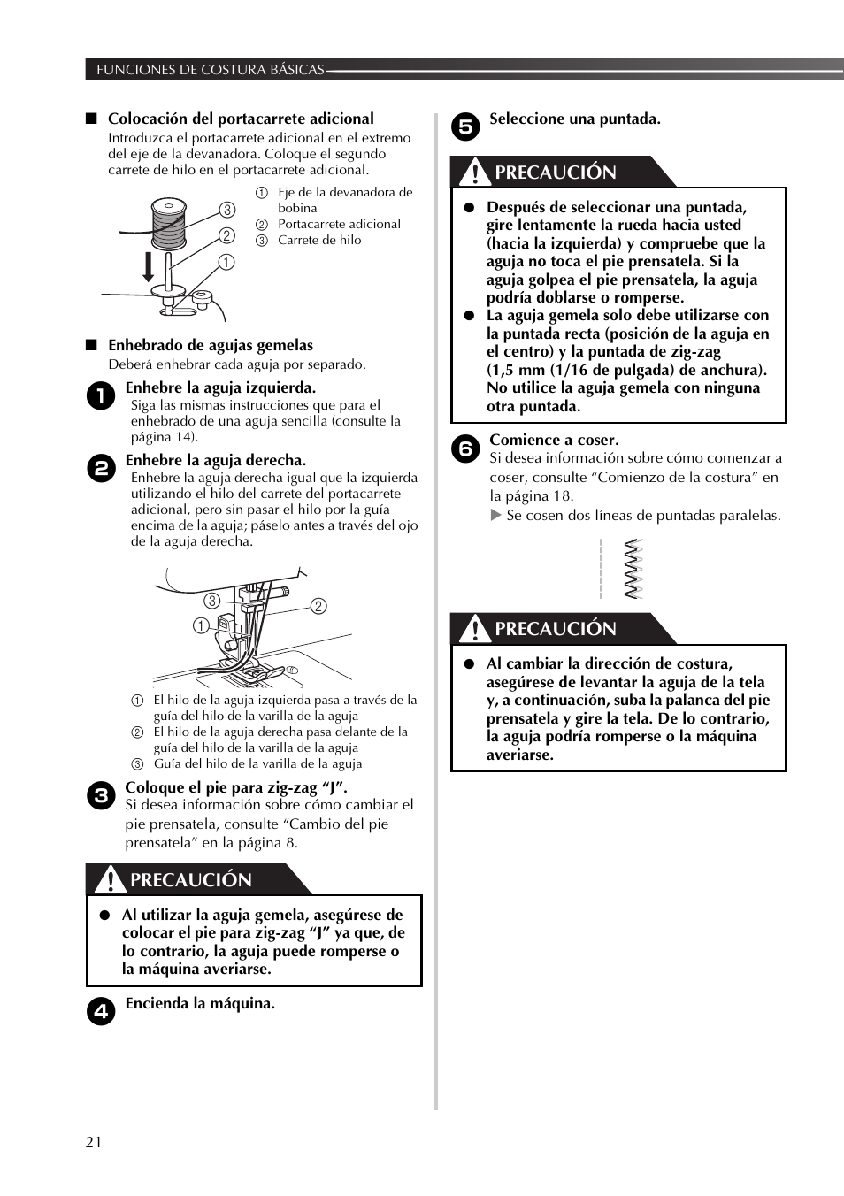 Precaución | Brother LX2500 User Manual | Page 66 / 92