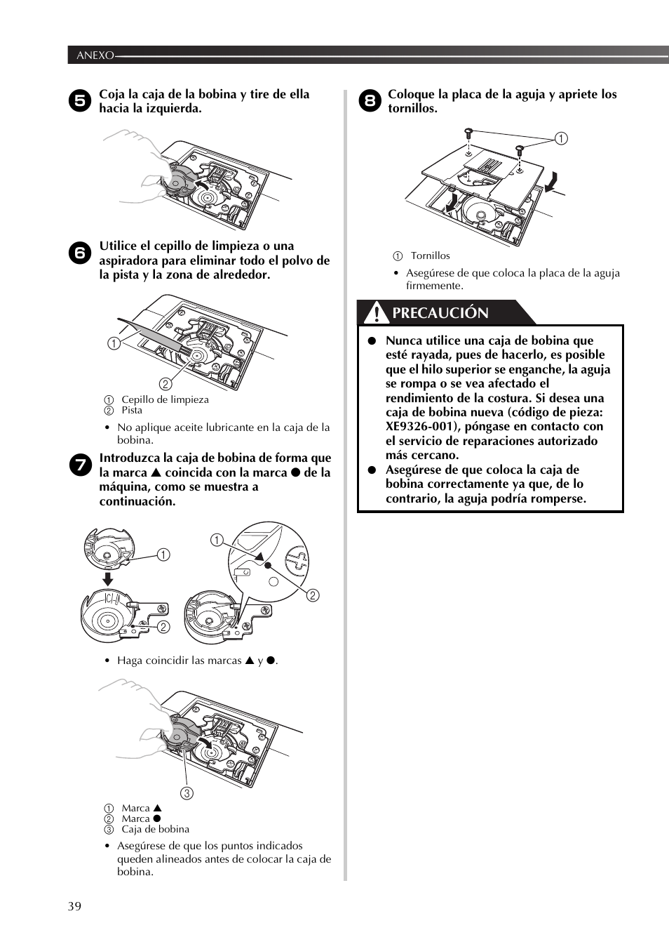 Precaución | Brother LX2500 User Manual | Page 84 / 92