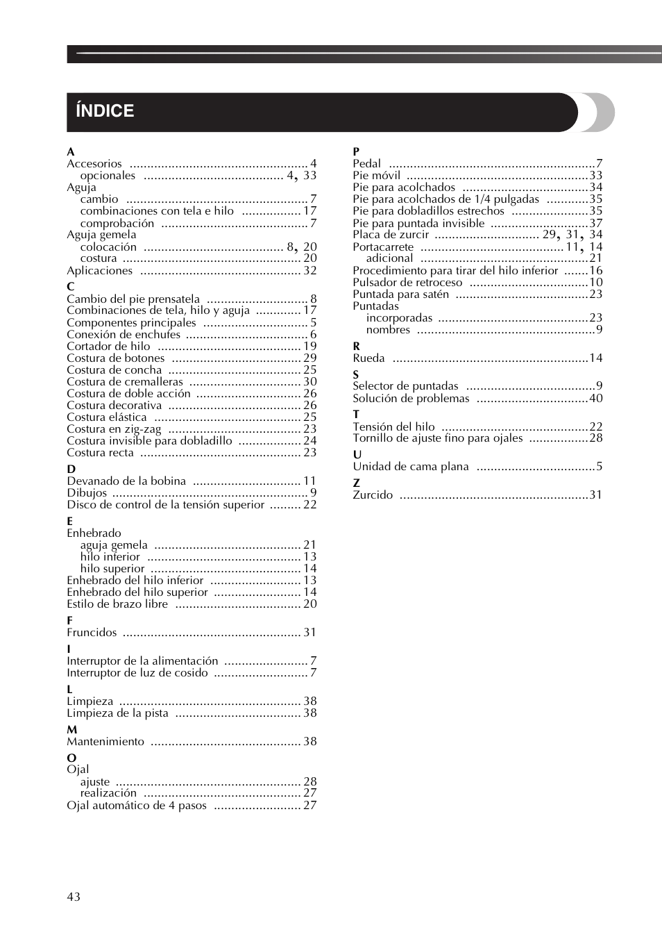 Índice | Brother LX2500 User Manual | Page 88 / 92