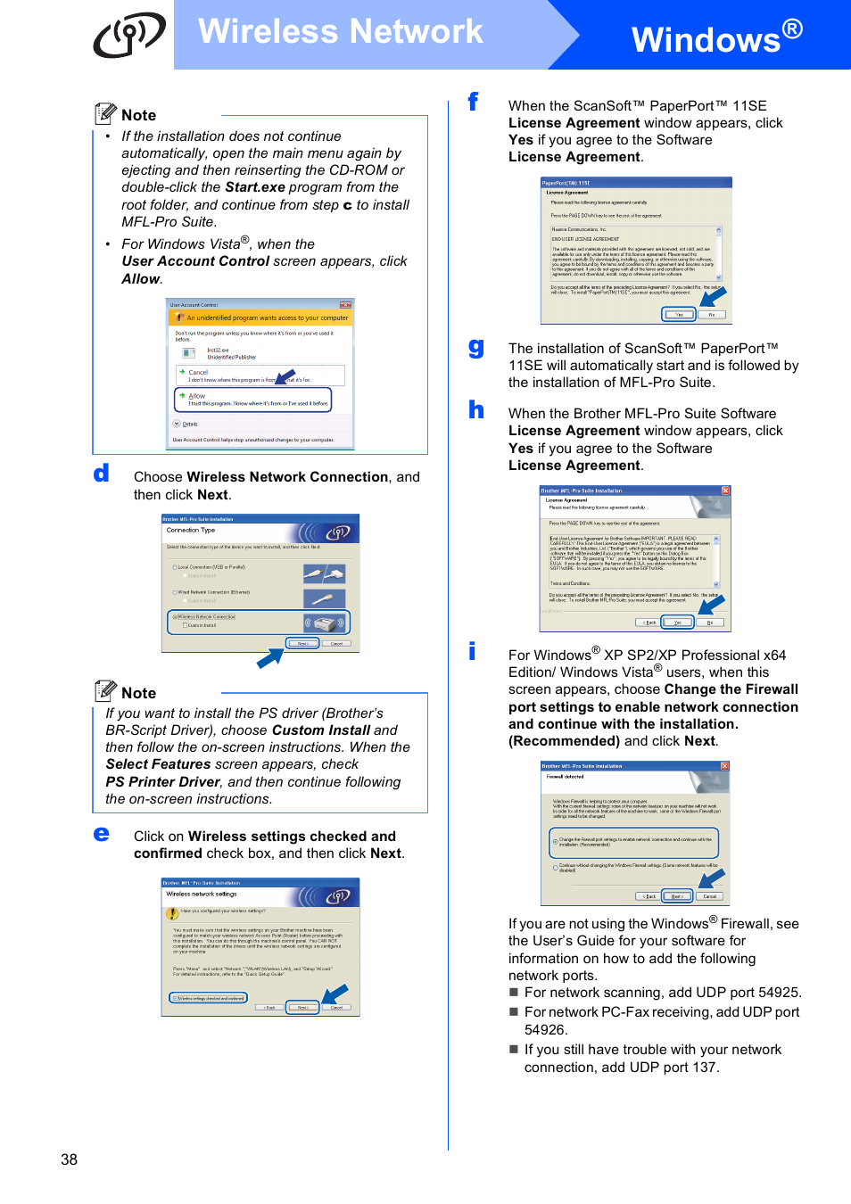 Windows, Wireless network | Brother MFC-8690DW User Manual | Page 38 / 48
