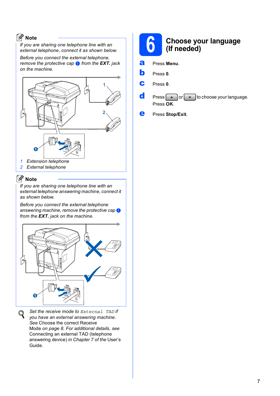 6 choose your language (if needed), Choose your language (if needed) | Brother MFC-8690DW User Manual | Page 7 / 48