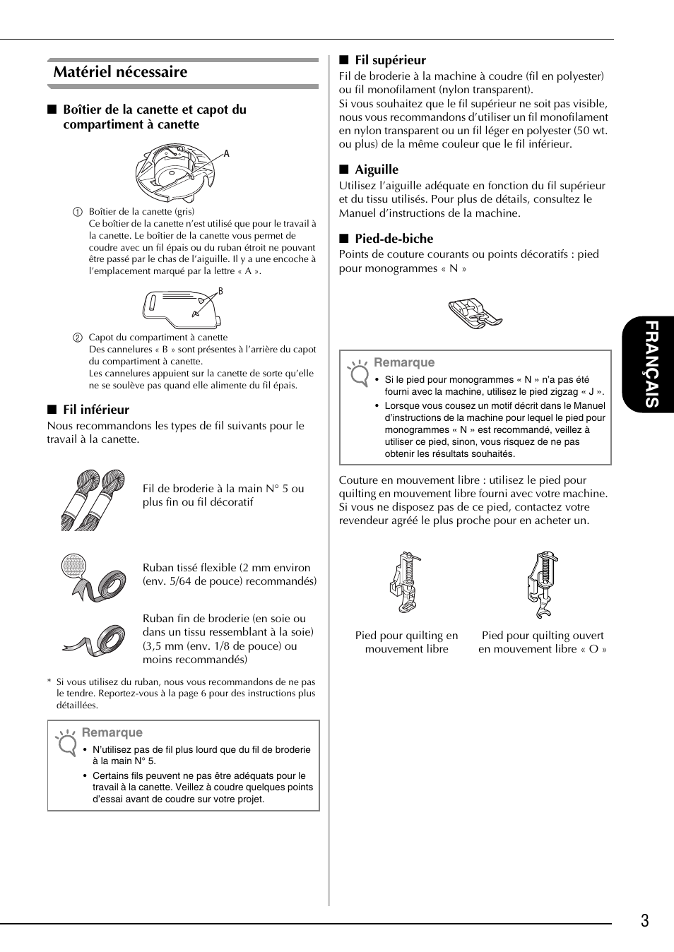 3français, Matériel nécessaire | Brother Innov-is 4750D User Manual | Page 29 / 88