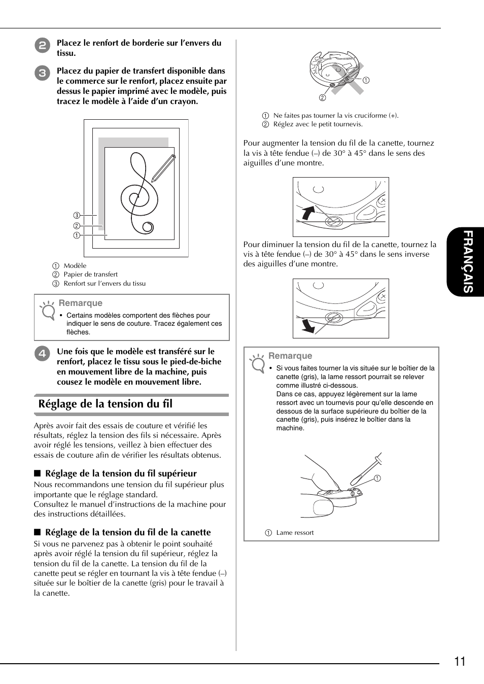 11 français, Réglage de la tension du fil | Brother Innov-is 4750D User Manual | Page 37 / 88