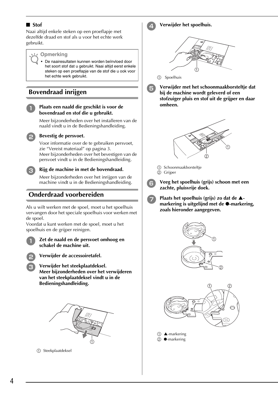 Bovendraad inrijgen, Onderdraad voorbereiden | Brother Innov-is 4750D User Manual | Page 42 / 88