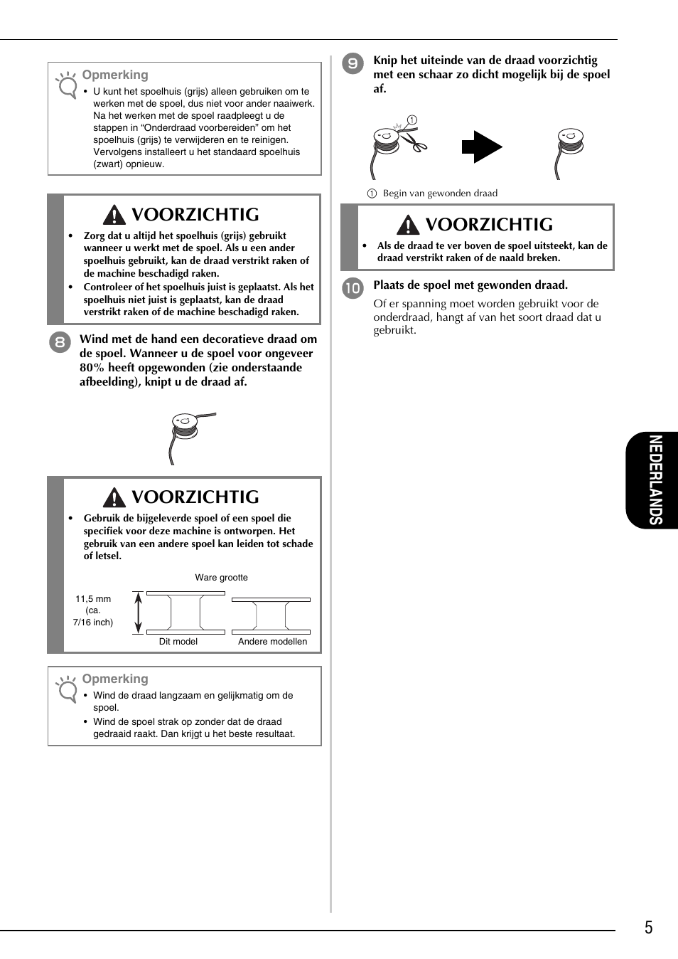 Voorzichtig, 5n ede rlan ds | Brother Innov-is 4750D User Manual | Page 43 / 88