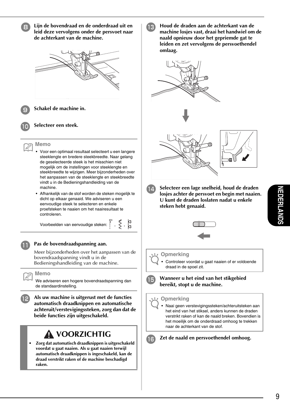 Voorzichtig, 9n ede rlan ds | Brother Innov-is 4750D User Manual | Page 47 / 88