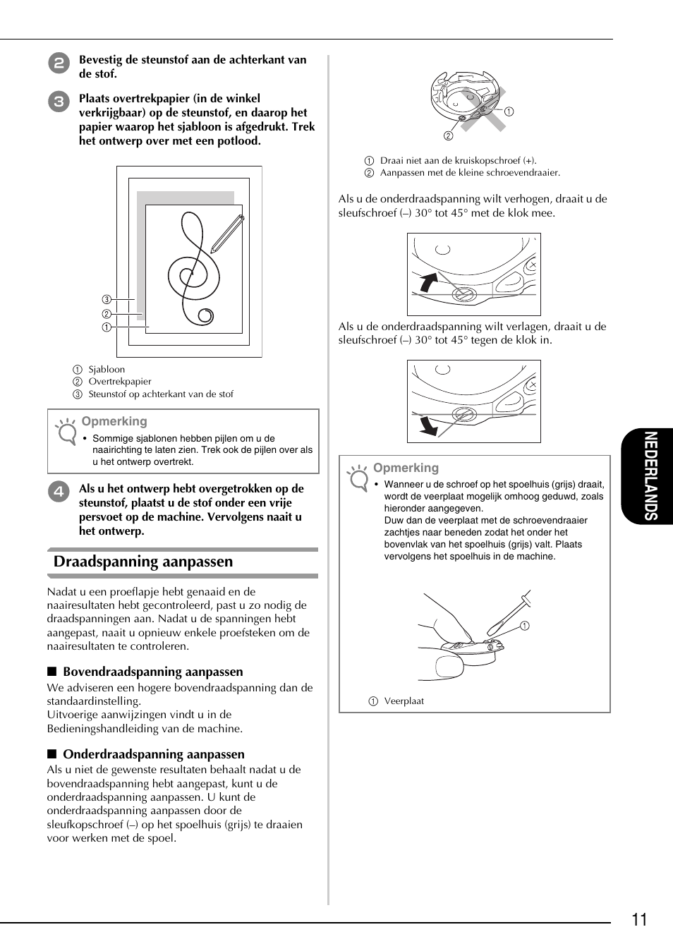 11 n ede rlan ds, Draadspanning aanpassen | Brother Innov-is 4750D User Manual | Page 49 / 88