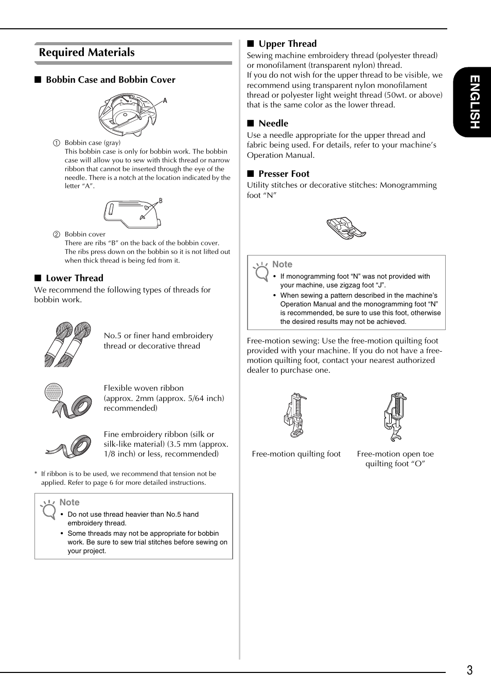 3en gl is h, Required materials | Brother Innov-is 4750D User Manual | Page 5 / 88