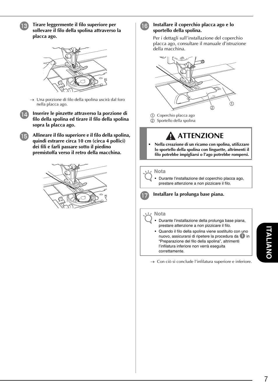 Attenzione, 7italiano | Brother Innov-is 4750D User Manual | Page 57 / 88