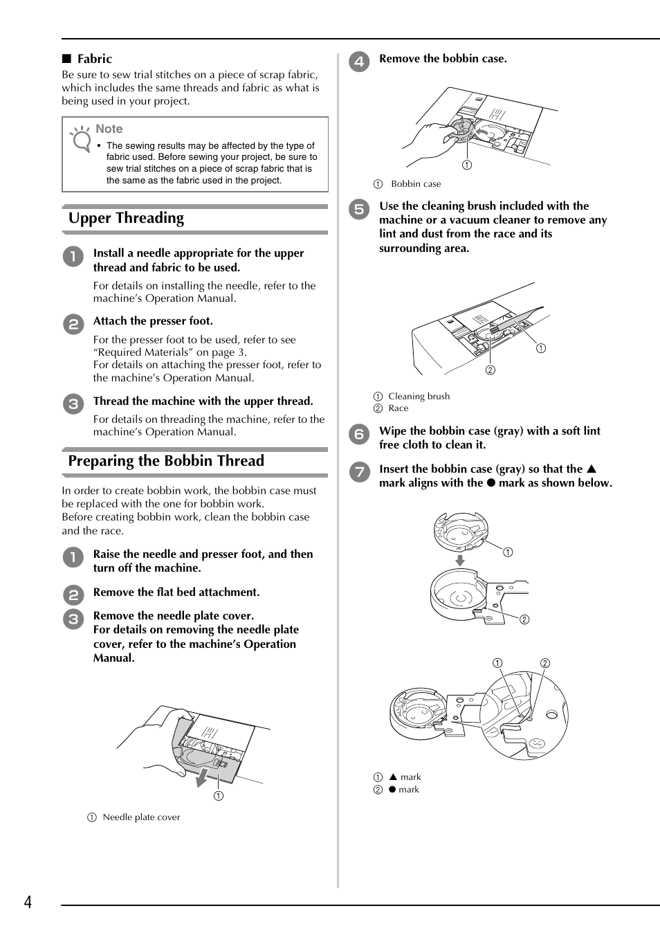 Upper threading, Preparing the bobbin thread | Brother Innov-is 4750D User Manual | Page 6 / 88