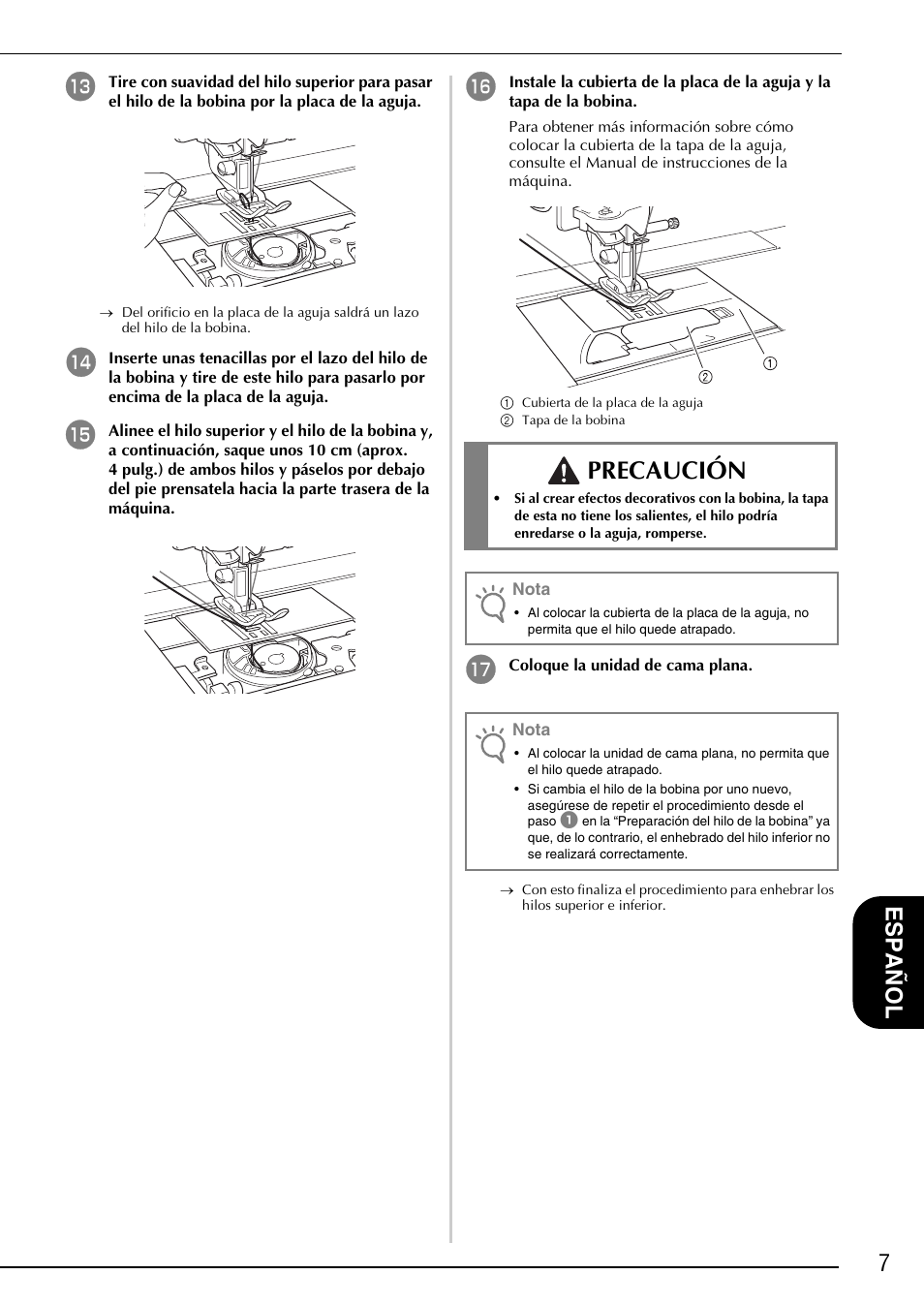 Precaución, 7español | Brother Innov-is 4750D User Manual | Page 69 / 88