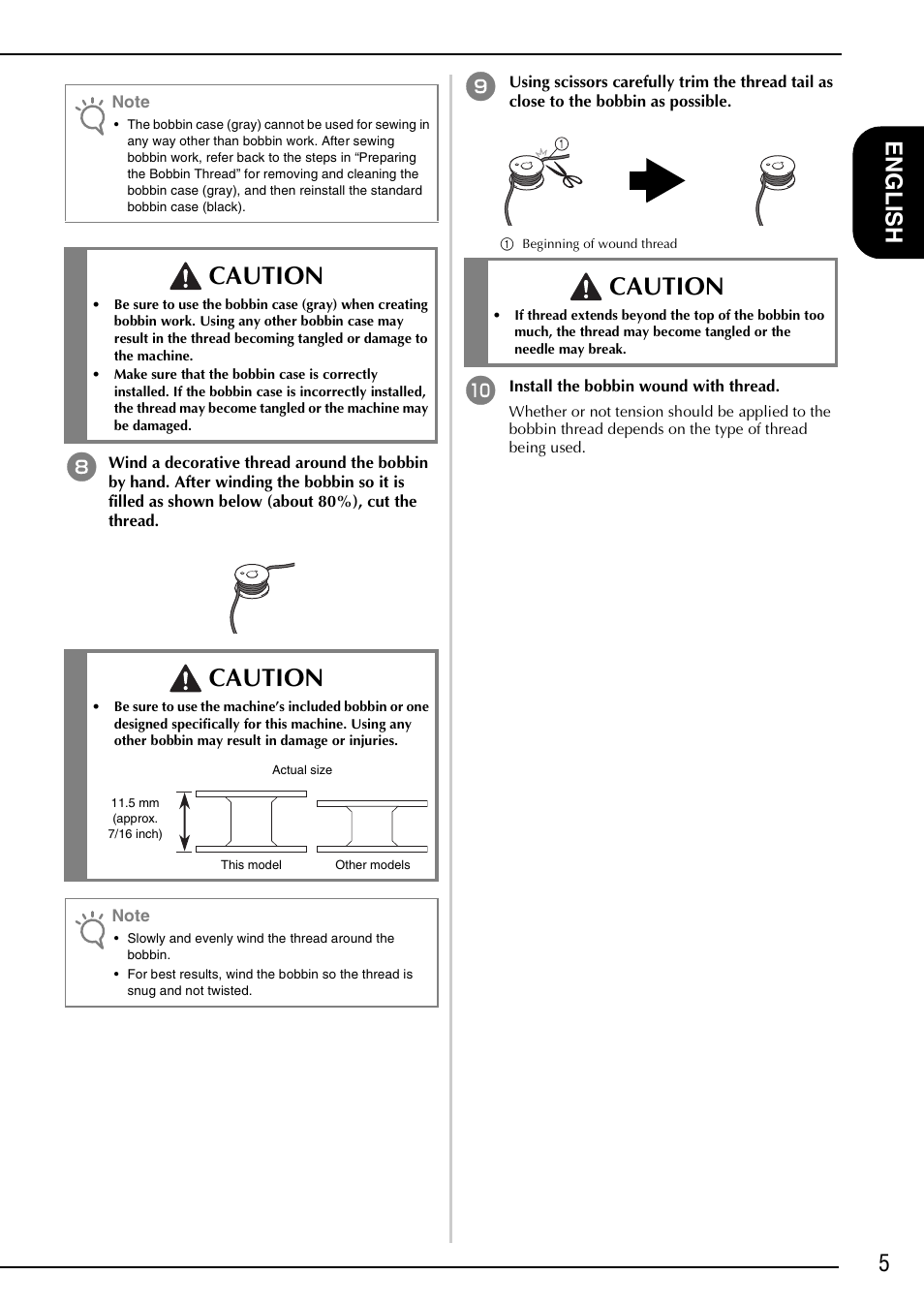 Caution, 5en gl is h | Brother Innov-is 4750D User Manual | Page 7 / 88