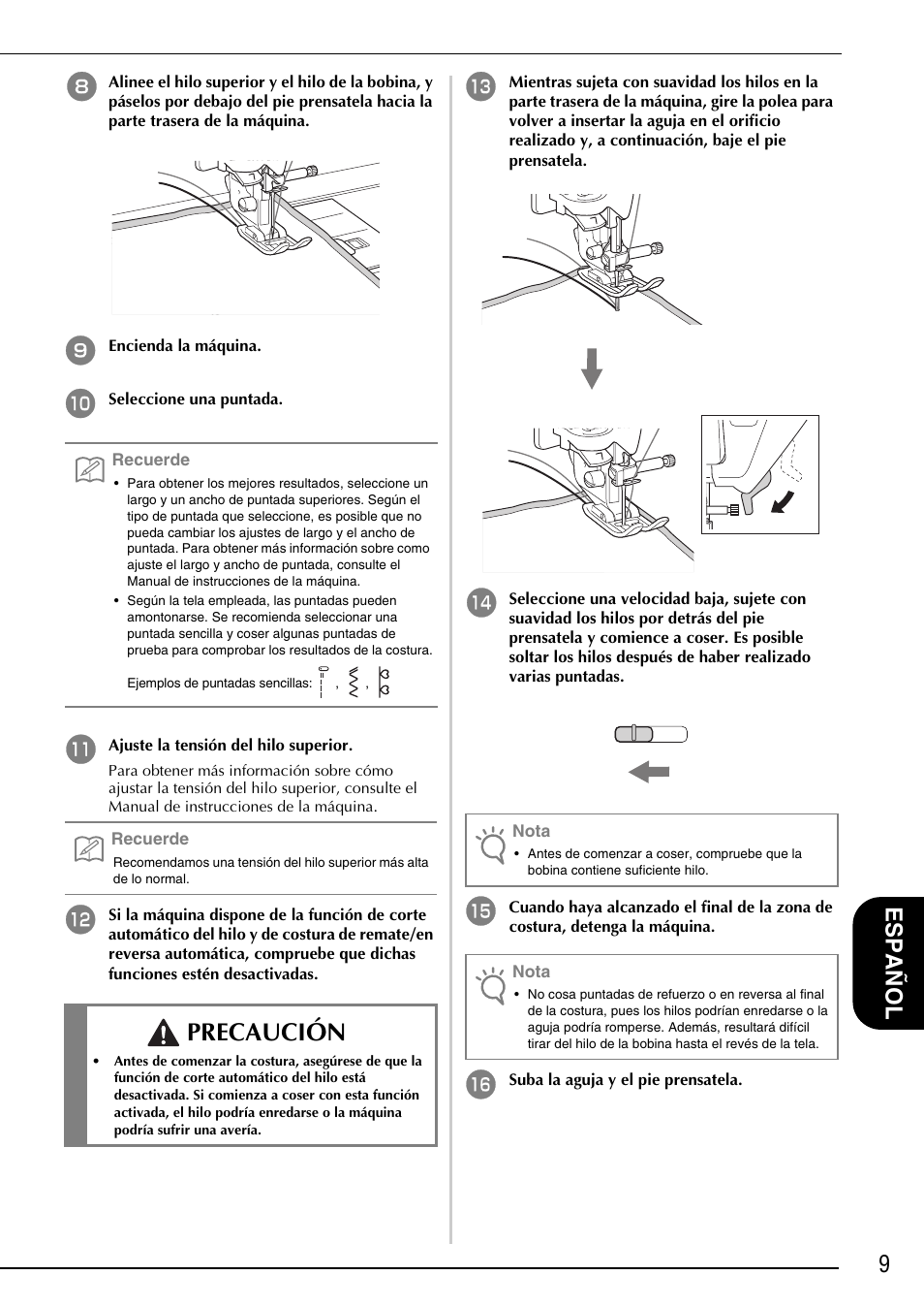 Precaución, 9español | Brother Innov-is 4750D User Manual | Page 71 / 88
