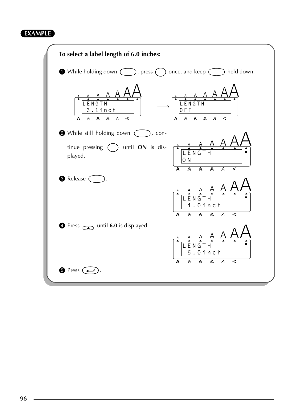 Release, Press until 6.0 is displayed, Press | Brother PT-2410 User Manual | Page 100 / 202