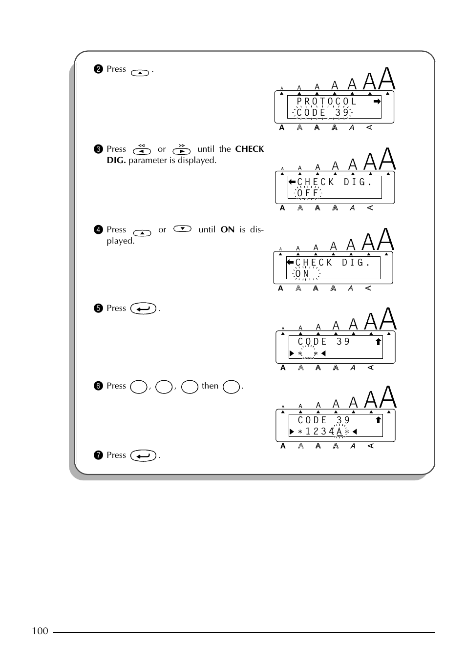 Press, Press or until on is dis- played, Press , , then | Brother PT-2410 User Manual | Page 104 / 202