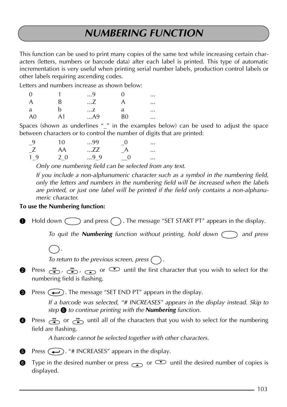 Numbering function | Brother PT-2410 User Manual | Page 107 / 202