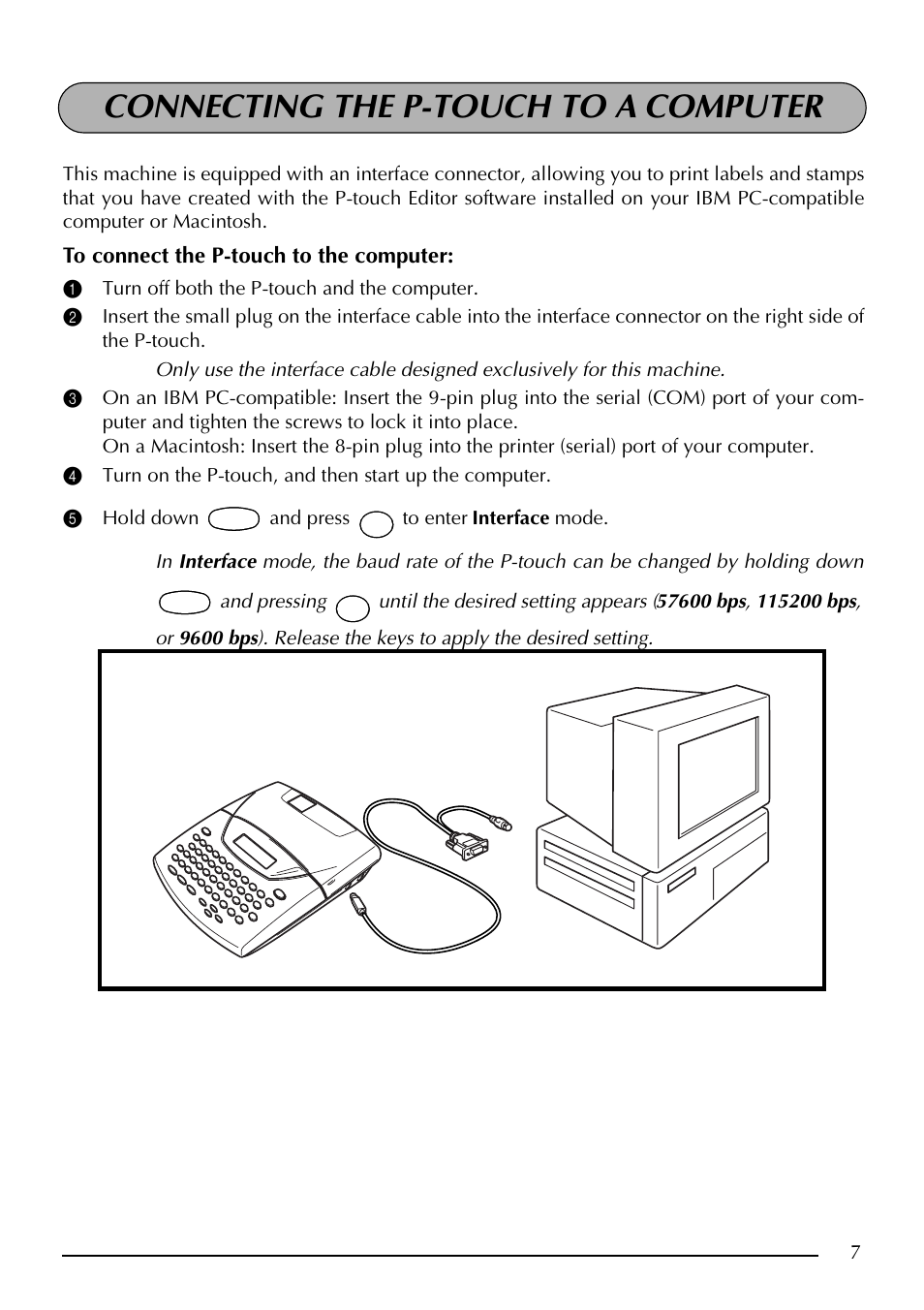 Connecting the p-touch to a computer | Brother PT-2410 User Manual | Page 11 / 202