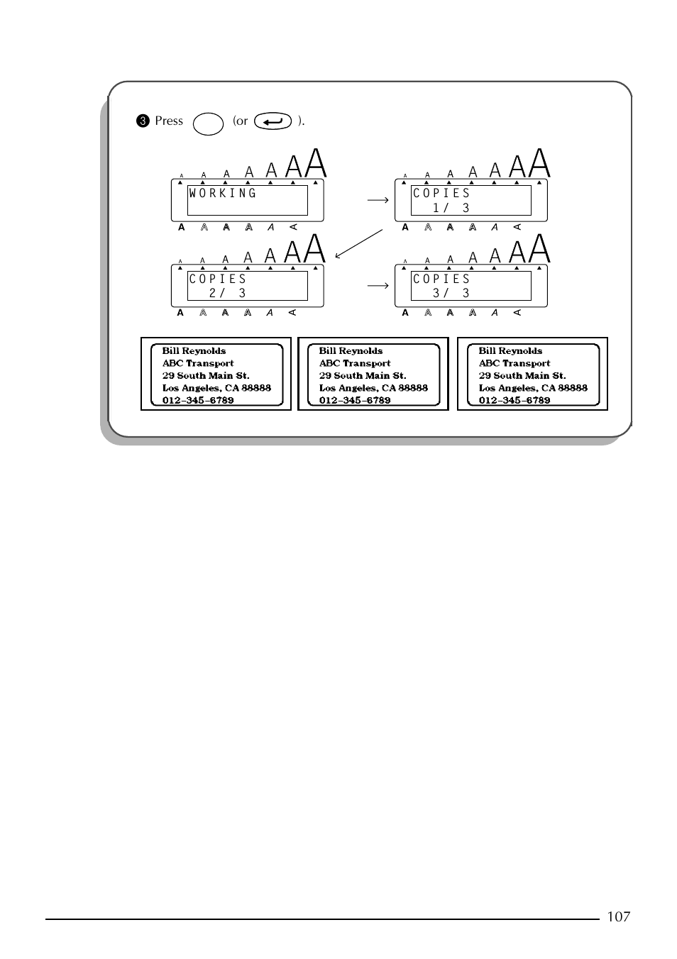 Press (or ) | Brother PT-2410 User Manual | Page 111 / 202