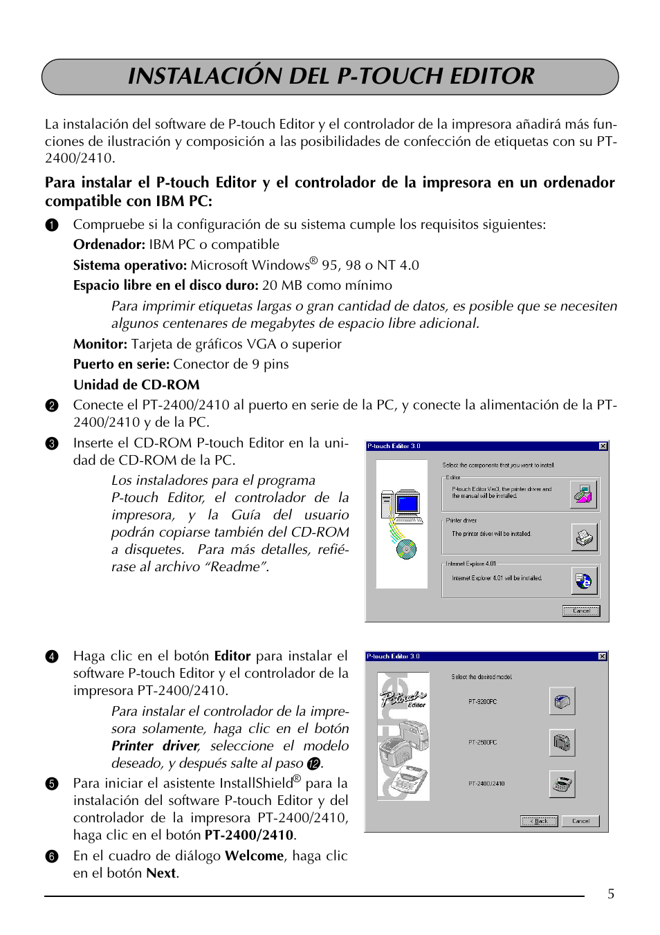 Instalación del p-touch editor | Brother PT-2410 User Manual | Page 137 / 202