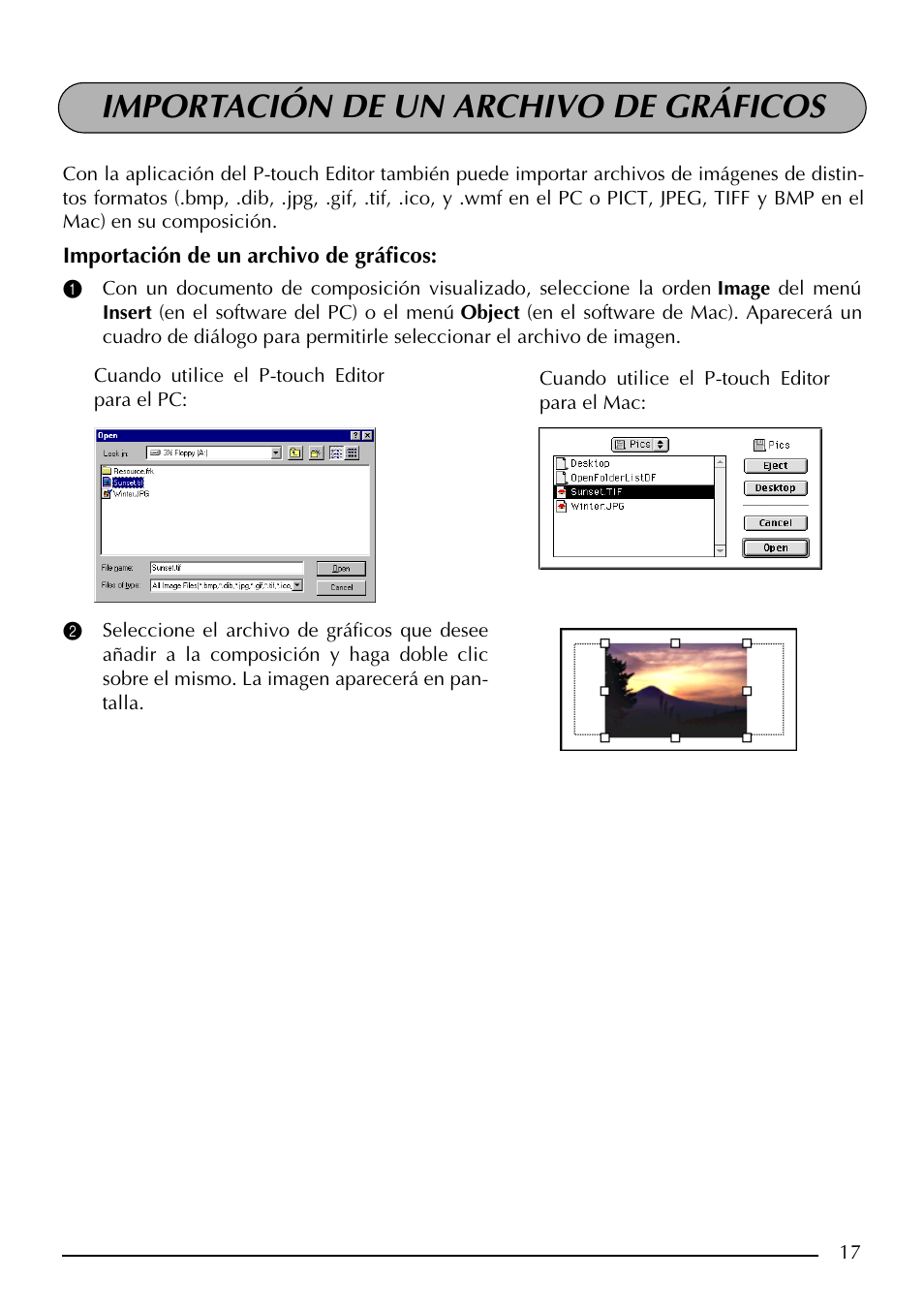 Importación de un archivo de gráficos | Brother PT-2410 User Manual | Page 149 / 202