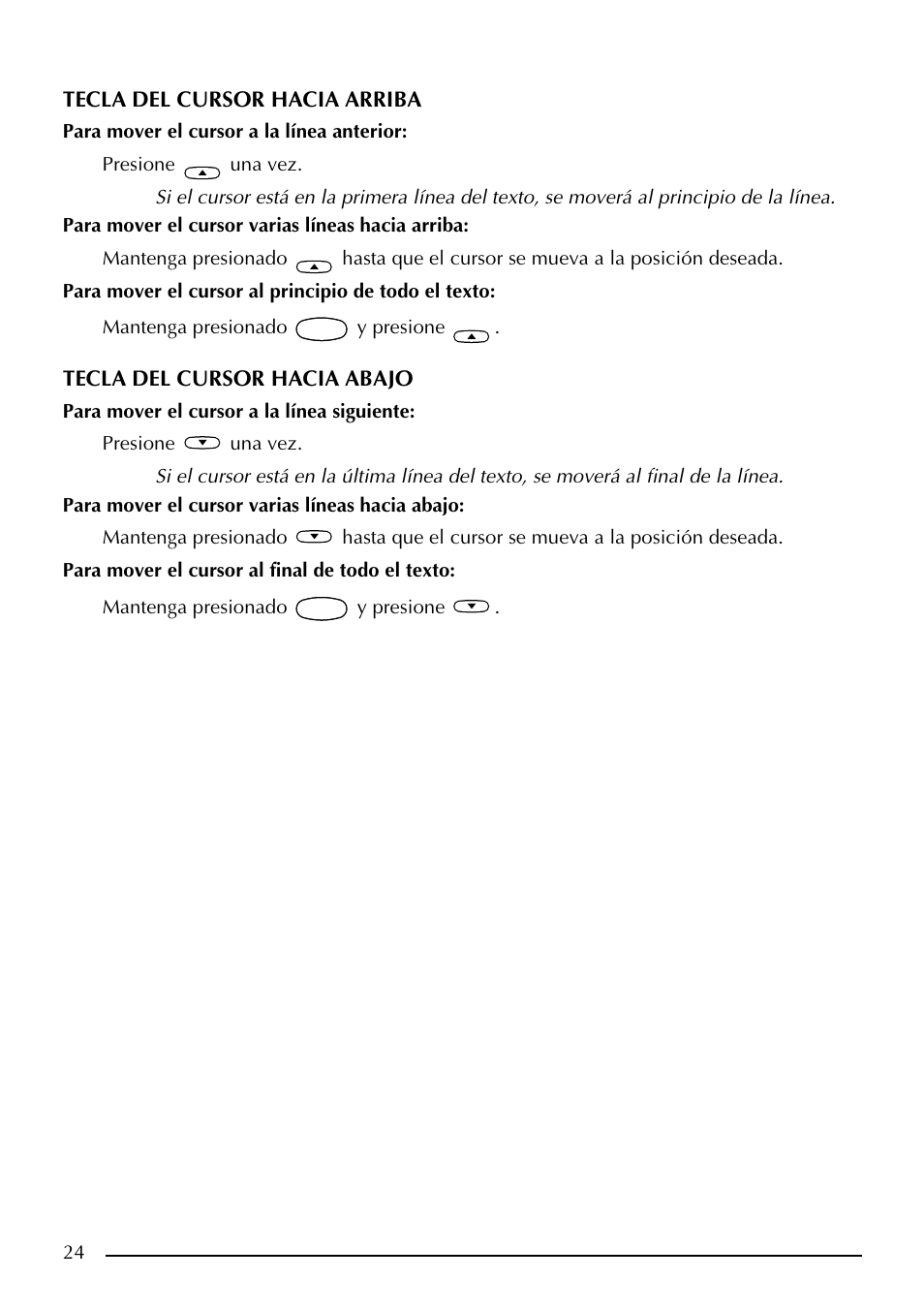 Tecla del cursor hacia arriba, Tecla del cursor hacia abajo | Brother PT-2410 User Manual | Page 156 / 202