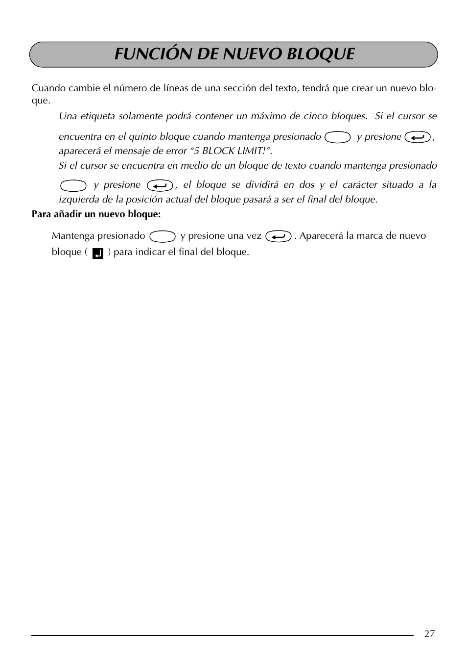 Función de nuevo bloque | Brother PT-2410 User Manual | Page 159 / 202