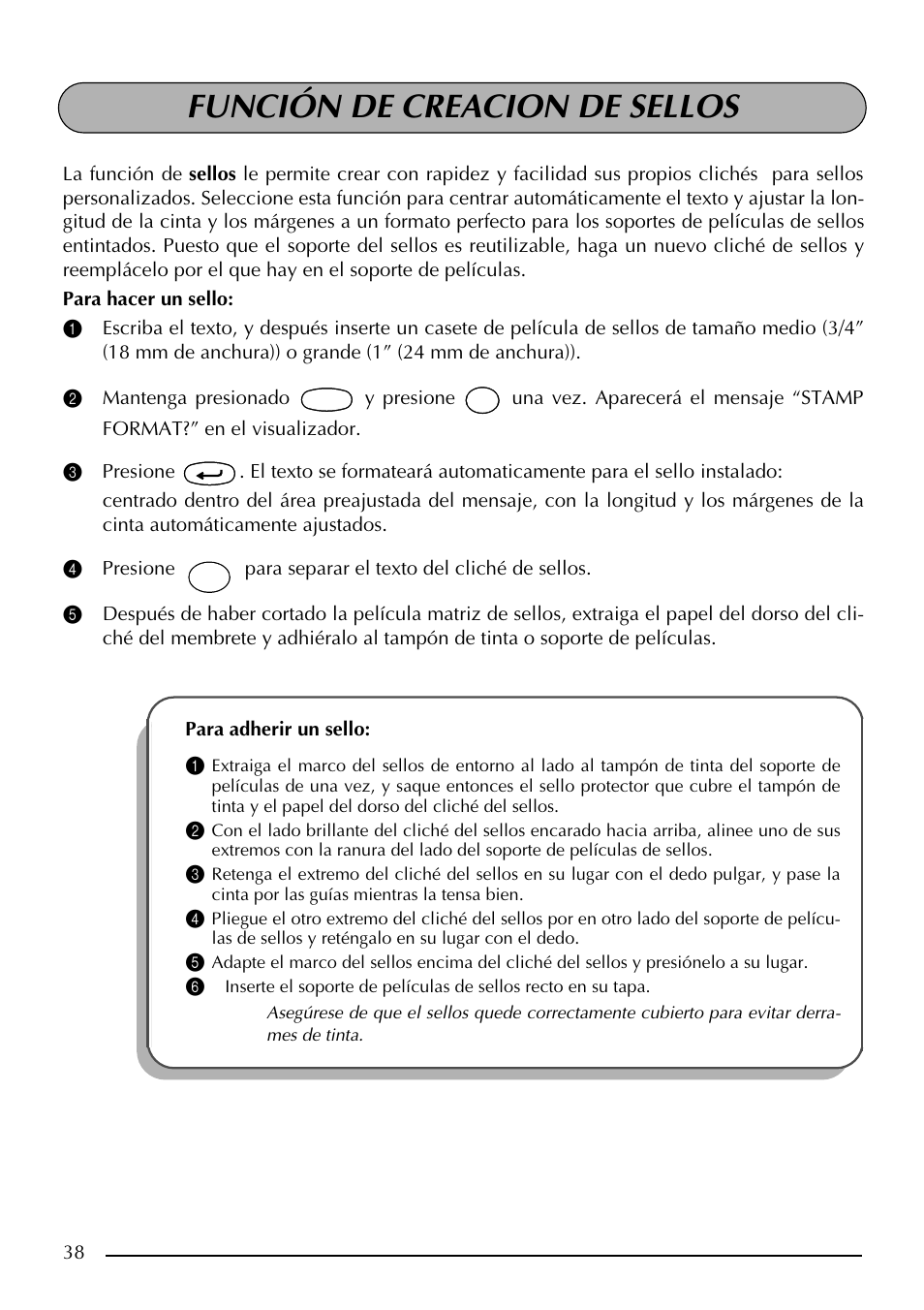 Función de creacion de sellos | Brother PT-2410 User Manual | Page 170 / 202