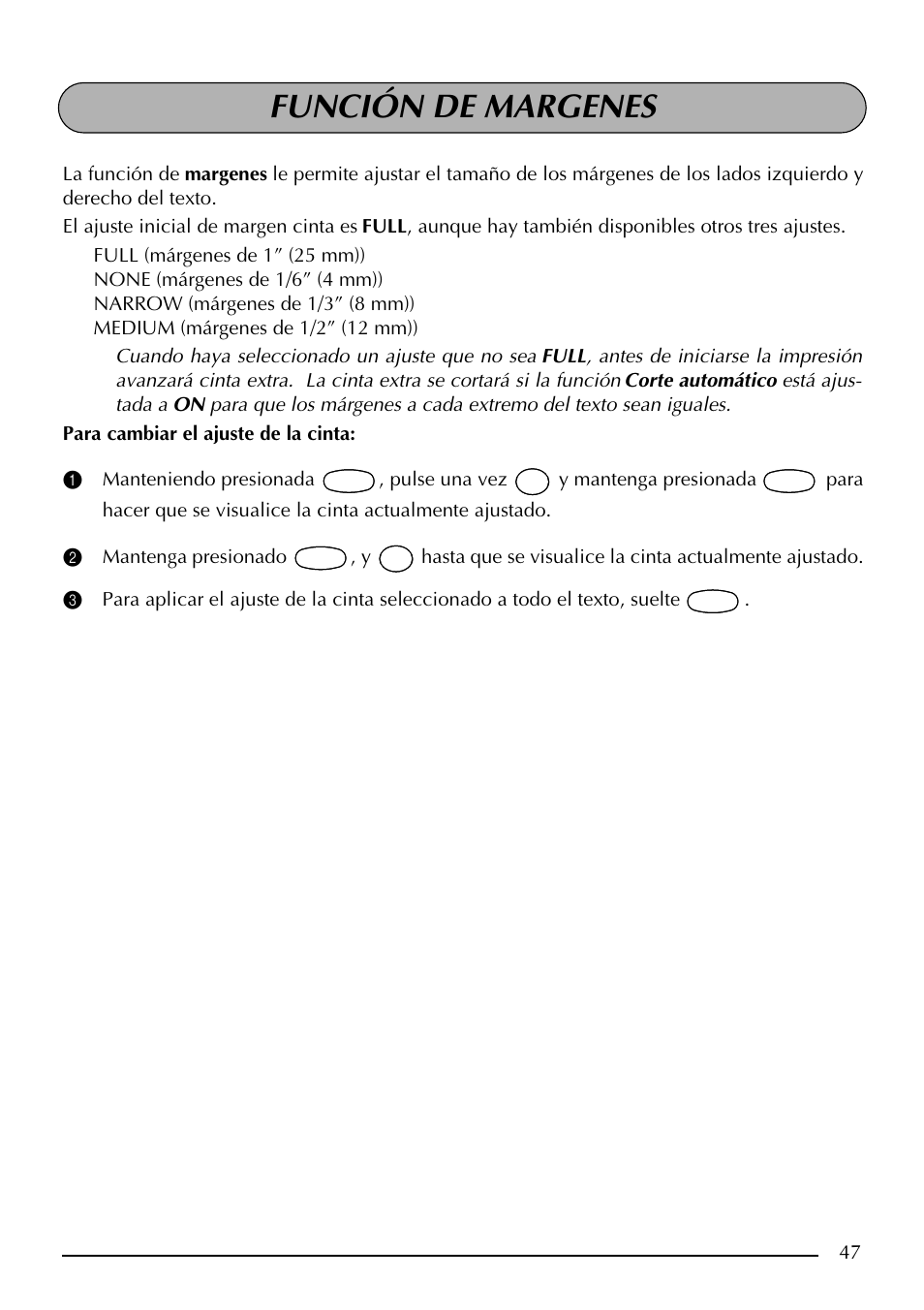 Función de margenes | Brother PT-2410 User Manual | Page 179 / 202