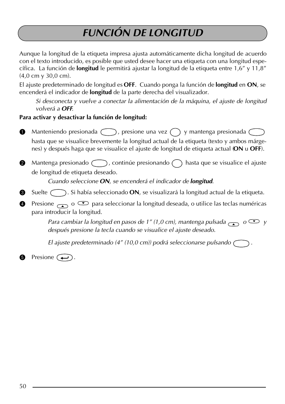 Función de longitud | Brother PT-2410 User Manual | Page 182 / 202