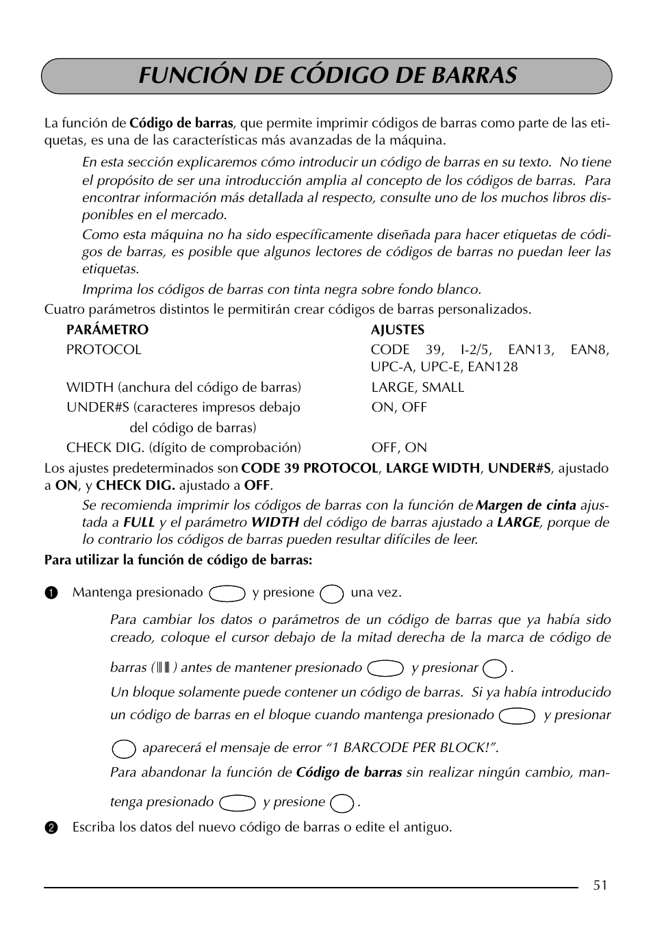 Función de código de barras | Brother PT-2410 User Manual | Page 183 / 202