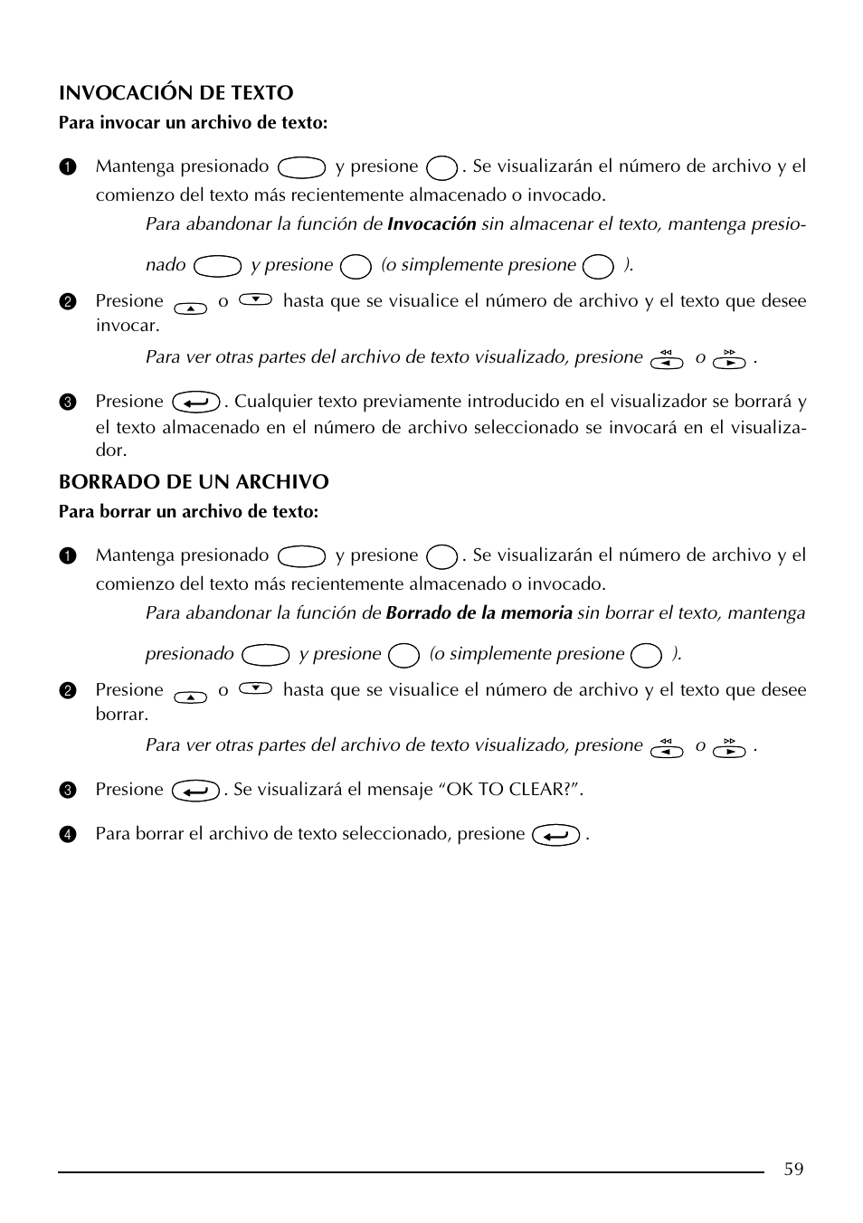 Invocación de texto, Borrado de un archivo | Brother PT-2410 User Manual | Page 191 / 202