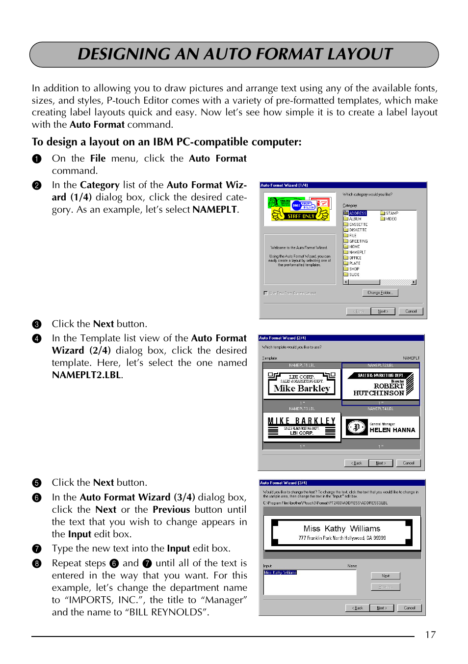 Designing an auto format layout | Brother PT-2410 User Manual | Page 21 / 202