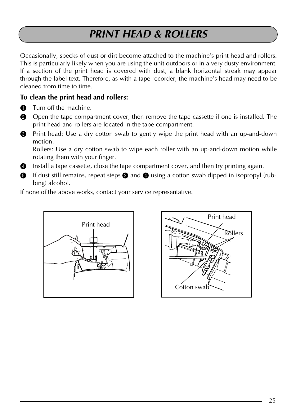 Print head & rollers | Brother PT-2410 User Manual | Page 29 / 202